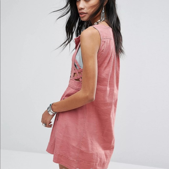 Free People ‘Moonshine’ pink linen mini dress - Picture 7 of 9